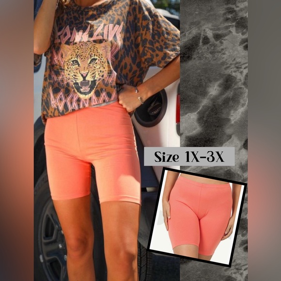 Zenana Outfitters Pants - New! PLUS SIZE “Melon” Peach Orange Yoga Gym Cool Girl Bike Shorts